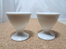 Pristine Antique T&V Limoges France White Porcelain Egg Cups - Pair , c1892-1907