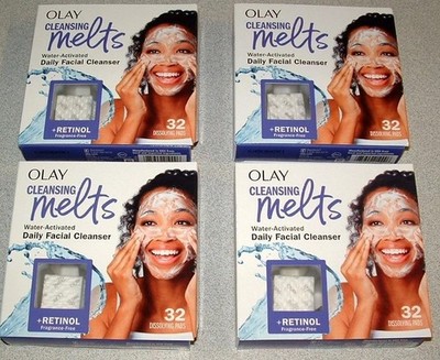 4 Pack OLAY Face wash Cleansing Melts +Retinol Daily Facial Cleanser 4-32ct(128)