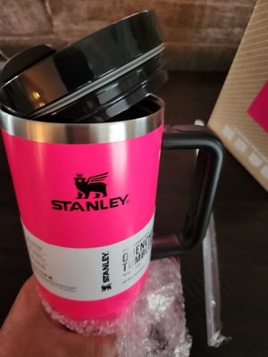 #ad New Electric Neon Pink And Black Stanley Quencher 40oz IN HAND SHIPS FAST $40.00