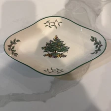 Christmas Tree Spode Small Shallow Candy/nut Bowl