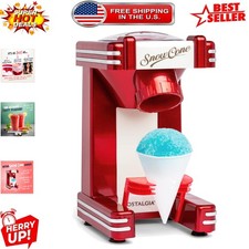 Stainless Steel Ice Shaver - Retro Red Snow Cone Machine for All Occasions