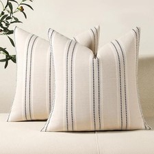 Decorative Navy Pillow Covers 18x18 Striped 18" x 18" Pack of 2 Navy Blue