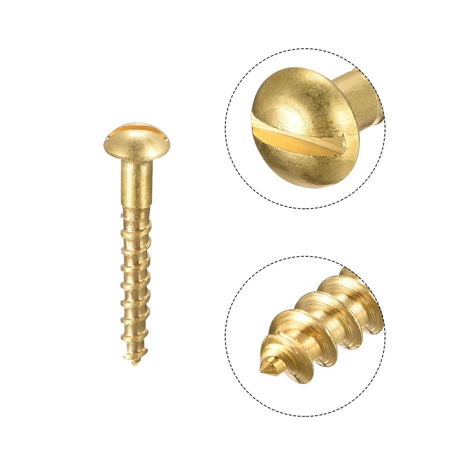 Bois Vis M1.6 x 12mm Fendu Rond Tête Laiton Autotaraudant Vis 100 Pcs - Photo 4/4