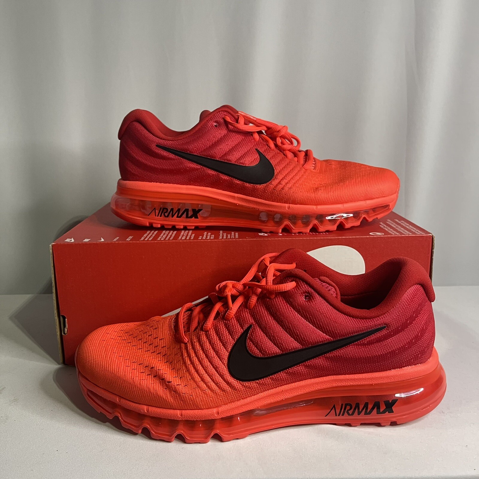 Size 10 - Nike Air Max 2017 \u0026#039;Bright Crimson\u0026#039; Black Red Orange  849559-602 New | eBay