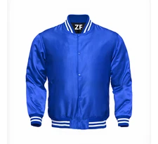 Jacket For Men Varsity Baseball Jacket Letterman Jacket Royal Blue Satin Men M