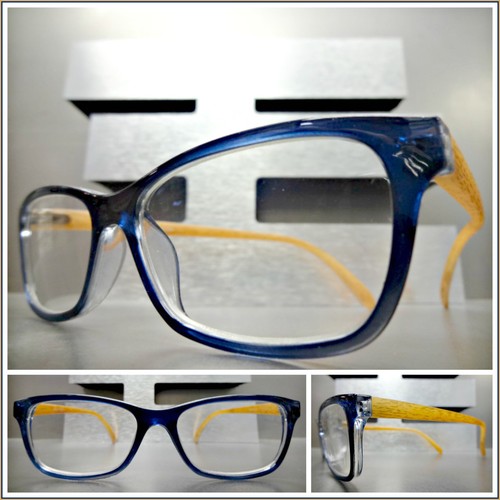 Classy Contemporary Modern READING EYE GLASSES READERS Dark Blue & Wooden Frame - Picture 14 of 20