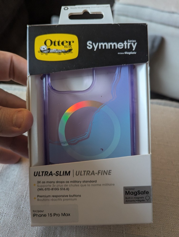 OtterBox Apple iPhone 15 Pro Max Symmetry Series Case - MagSafe - Purple/Clear