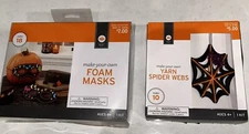 Vintage Halloween Yarn Spider Webs And Foam Masks by Target NEW In BOX