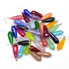 Faceted 11x27mm Multicolor Mixed Gemstone Teardrop Beads Dangle Hook Earrings