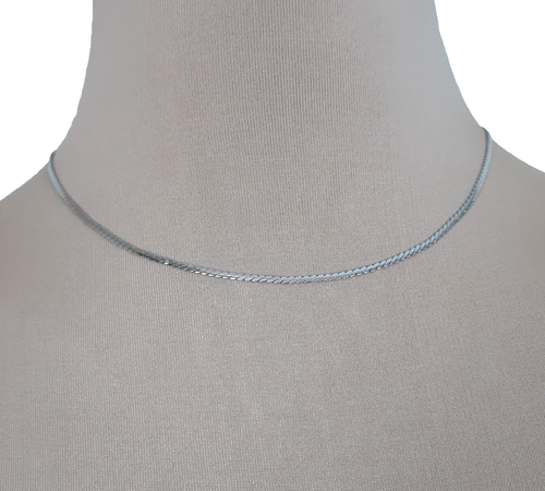 Vintage Monet zierliche Kette Halskette flach silberfarben 16 Zoll signiert minimalistisch - Bild 3 von 6