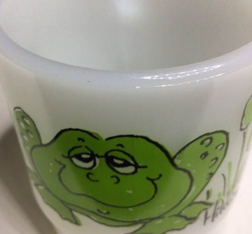 Taza Anchor Hocking Fire King Hildi Rana Verde 8 OZ Vaso de Leche De Colección - Imagen 12 de 21