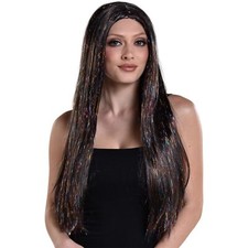 Long Tinsel Wig Suit Yourself Fancy Dress Up Halloween Adult Costume Accessory