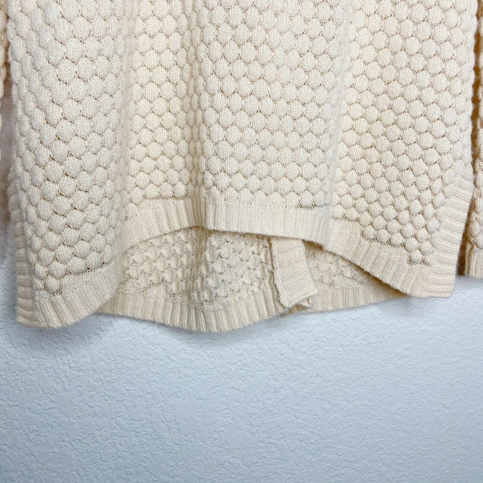 Maison Jules Bubble Knit Metallic Gold Sparkle Cream Sweater S - Image 3 of 4