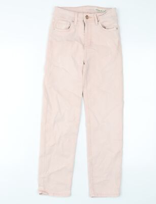Marks and Spencer Damen Rosa Baumwolle Cropped Jeans Größe 6 L25 Schmaler Reißverschluss