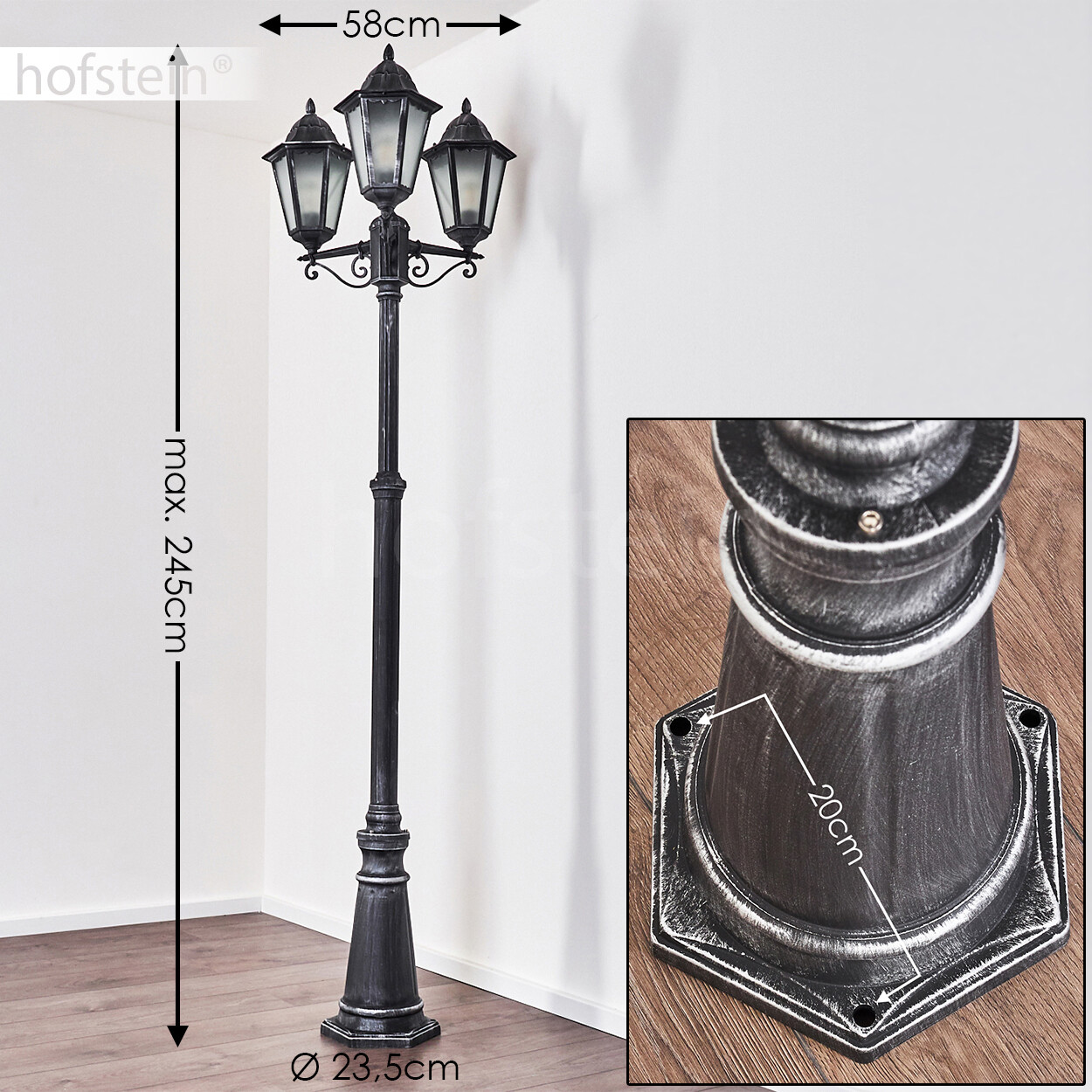 Candelabro in vetro smerigliato per esterno