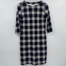 Talbots Dress Women Petite NEW Black White Plaid Cottage Praire Country Shift