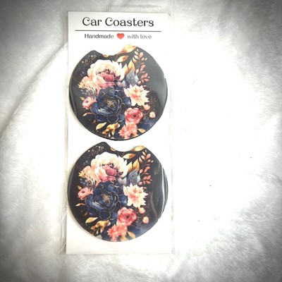Contrast Floral Pattern | Car Coasters | set of 2