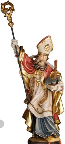 Statue de la Vierge du Carmin avec coffret de luxe sculpté en bois de Valgardena et décoré à la main, fabrication artisanale italienne - France