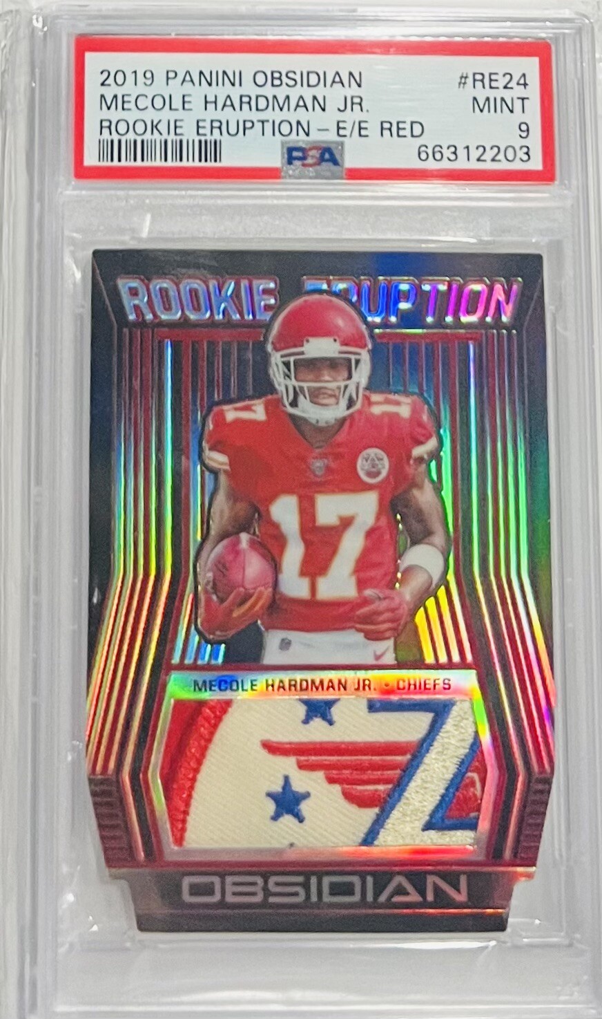 Mecole Hardman Panini Obsidian Rookie Eruption Materials #RE24 Electric Etch Red