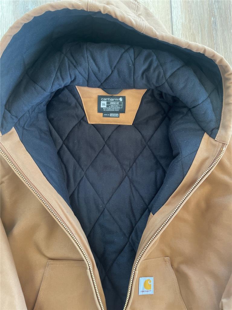 Carhartt Firm Duck Active Insulated Jacket Brown Work Coat OJO140 flannel XXL image 3