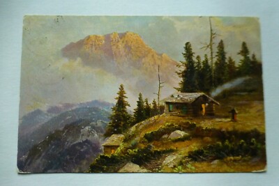 N303 ALPENHÜTTE BERG Szene Postkarte 1904