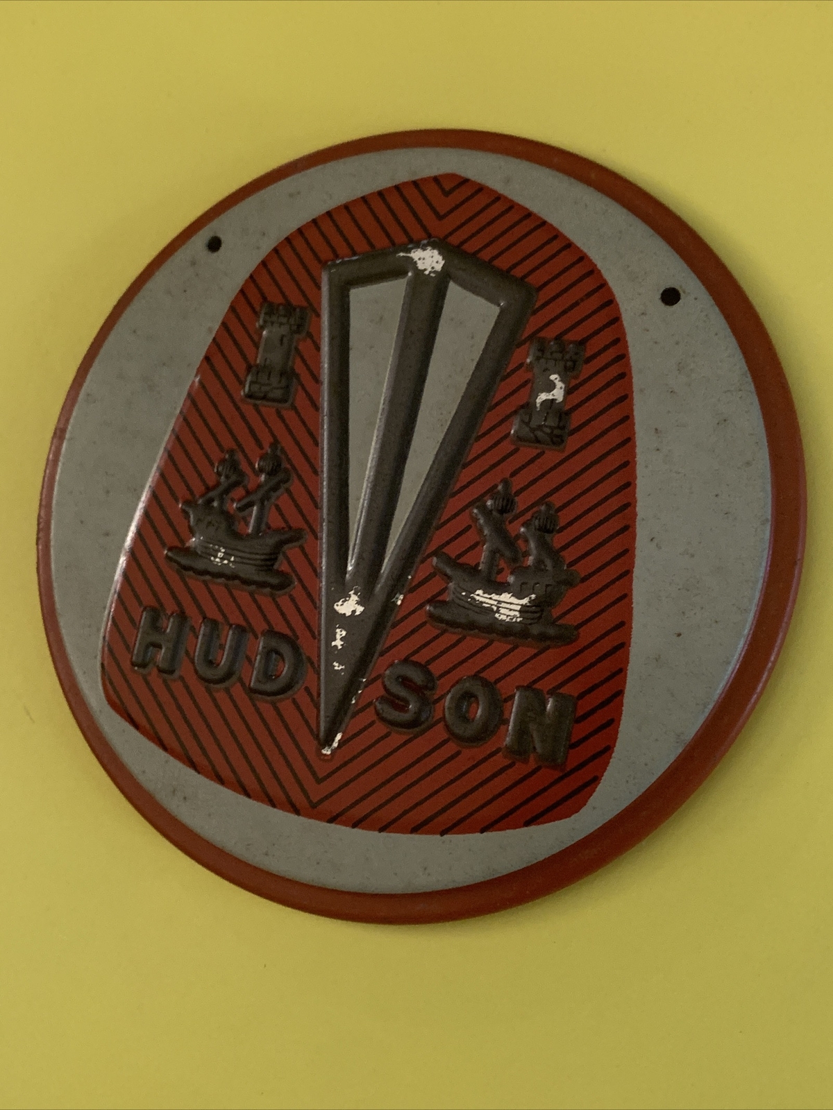 1940s Vintage License plate Topper Vintage Hudson Wheaties GREAT COND