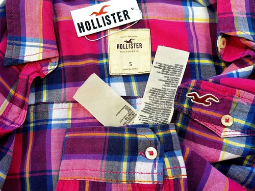 Hollister by A&F Damen rosa kariert L/S SHIRT BLUSE ultrasoft - S - UK8 - £69 - Bild 11 von 12