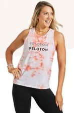 NWT Women's Flow Double Twist Back Tank Top  Color: Coral Tie Dye  Size: Large