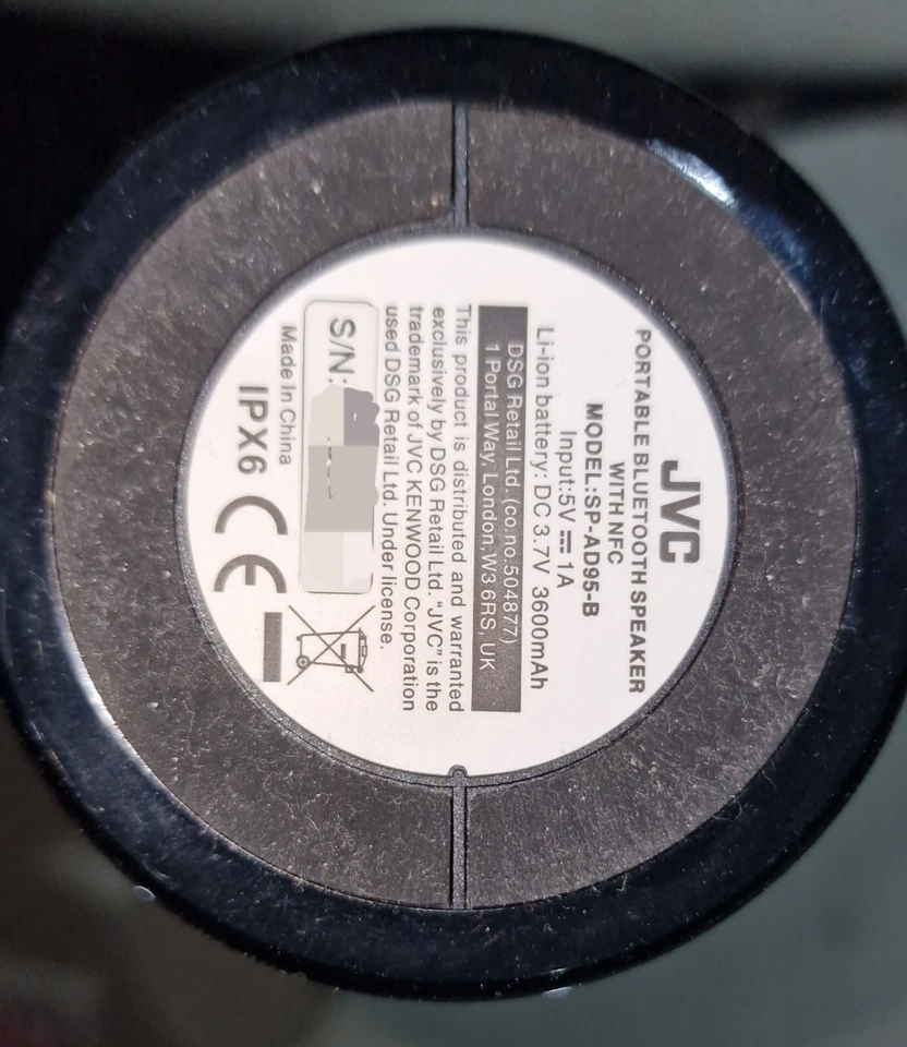 JVC SP-AD95-B Bluetooth chargeable surround speaker with IPX6 water resistance - Image 4 of 4