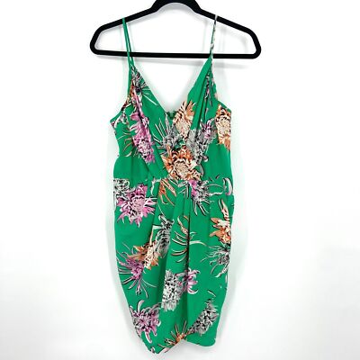 YUMI KIM Green Orange Pink 100% Silk Floral Print Pleated Mini Dress Size  Small | eBay