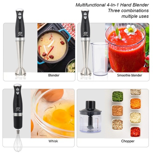 Superlex 4-In-1 Stick Blender Hand Held Food Processor & Whisk Chopper Bowl Cup - Picture 2 of 13