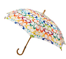 Coach Multi Color C Print All-Bamboo Stick Umbrella