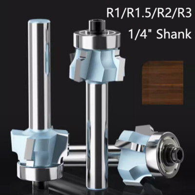 R1/R1.5/R2/R3 1/4'' Shank Four Tooth, Four Edge Fillet Woodworking Milling Cutter