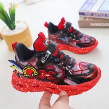 LED Trainers Spiderman Shoes Children Flashing Light Up Sneakers Kids Gift UK