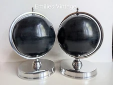 ONE* 3D Rotate Tabletop Heavy Metallic Deep Blue Globe Sphere on Stand 12" Tall