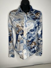 Vintage 70  s Wrangler Button Down Blue Multicolor Size 34