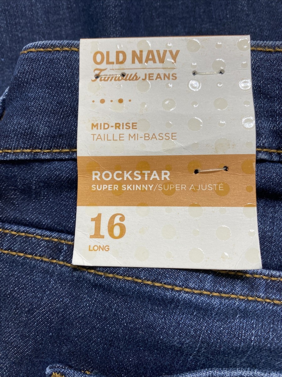 Jean Femme Old Navy Rockstar Super Skinny - Taille Haute, Bleu Marine, Taille 16, Occasion