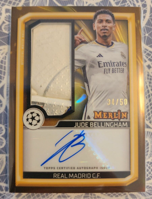2023 24 Topps Merlin UEFA #MBS-JB Jude Bellingham Gold Ref Match 