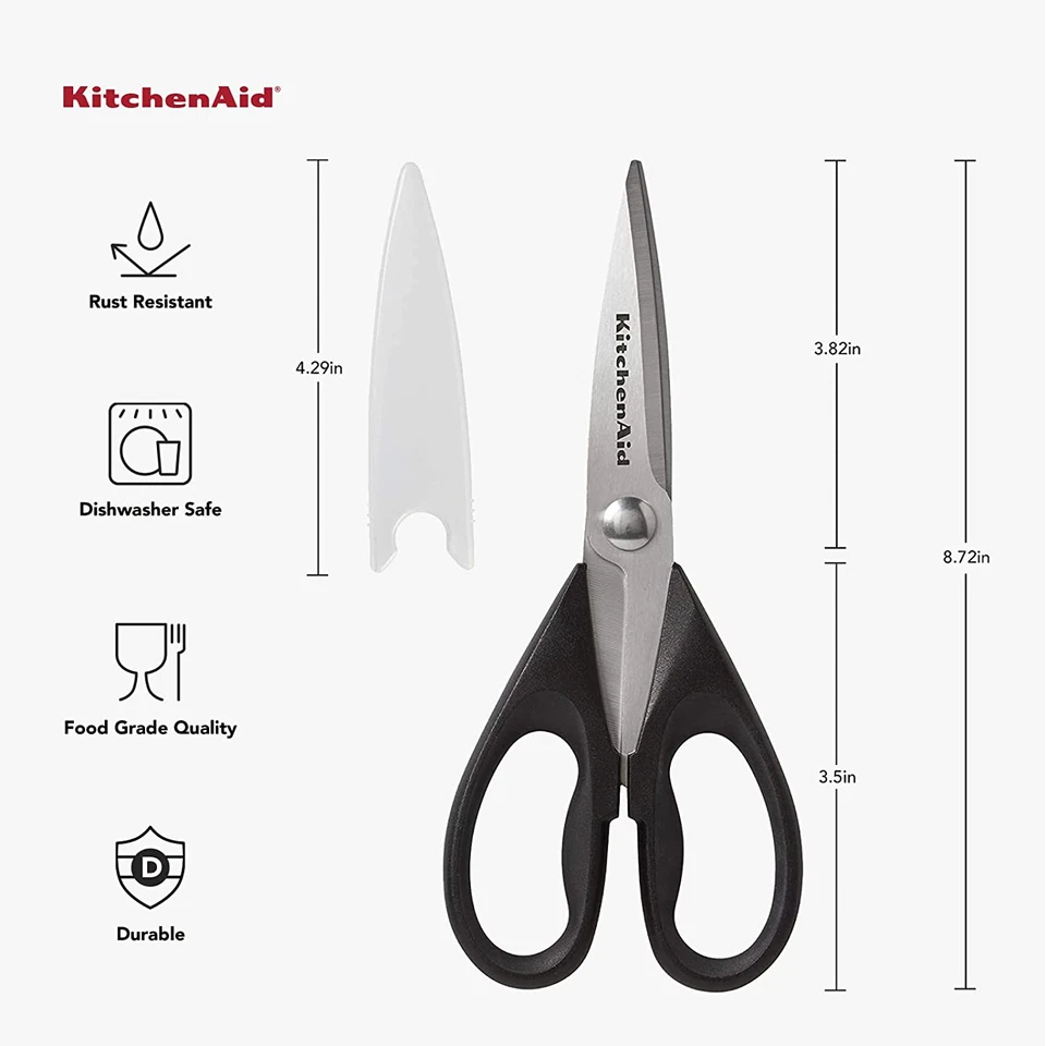 KitchenAid All Purpose Kitchen Shears with Protective Sheath 8.72 Inch, Black - Image 3 of 4
