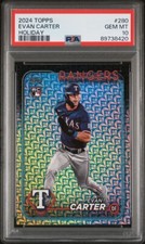 2024 Topps Holiday Evan Carter Rangers RC Rookie #280 PSA 10