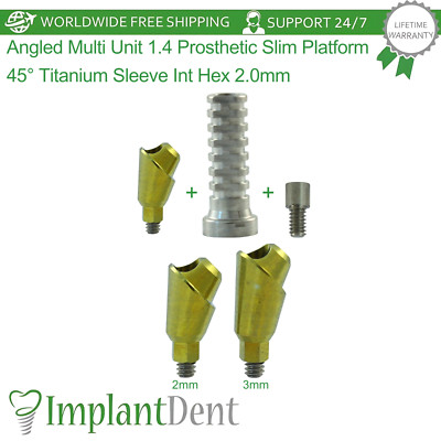 Angled Multi Unit 1.4 Prosthetic Slim Platform 45° Titanium Sleeve Int Hex Set