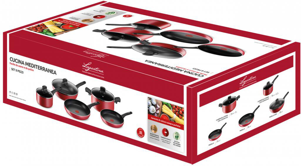Batteria Pentole Induzione 8 Pz Antiaderenti Cucina Mediterranea LAGOSTINA