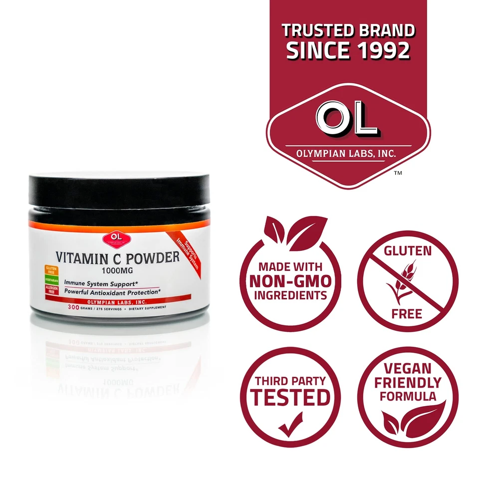 Polvo concentrado de vitamina C Olympian Labs 1000 mg 275 porciones sistema inmunológico... Foto 3 de 4