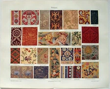 Weaving - Original 1908 Chromo-Lithograph by Meyers. Antique