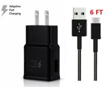 Fast Wall Charger +6FT Type-C CABLE for Original Samsung Galaxy A10E A10e Black
