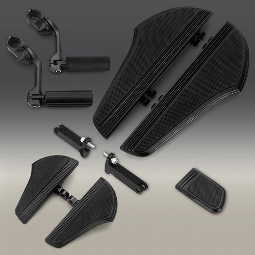 Black Defiance Footboards For Harley Touring FLHX FLTR Street Electra