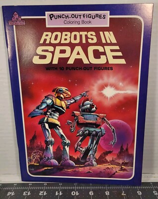 Unused VTG 1989 Robots In Space Punch out Figures Color/Activity Book, NICE ART