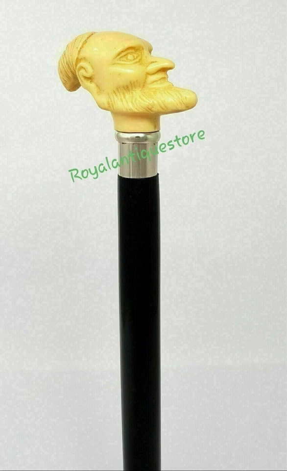 Mango de hombre Head Bone, bastón de madera, caña hecha a mano nuevo estilo regalo Foto 3 de 4