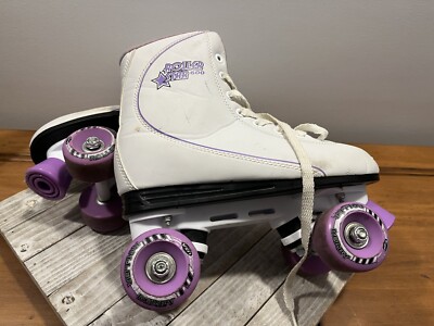 ROLLER STAR 600 ROLLER DERBY ROLLERSKATES ROLLER SKATES WHITE/PURPLE SIZE 7 GIRL
