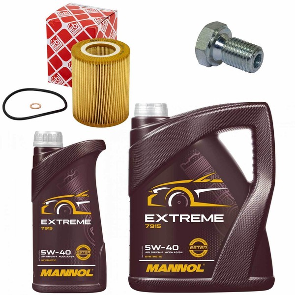 MotoröL Filter Set Mannol 5W-40 API 6 Liter + Schraube FüR BMW 7Er 728I Il E38-image